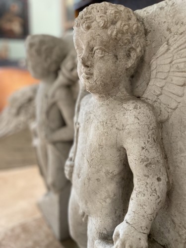 Paire de reliefs d'anges en marbre - XVIe - Le jardin des Moines