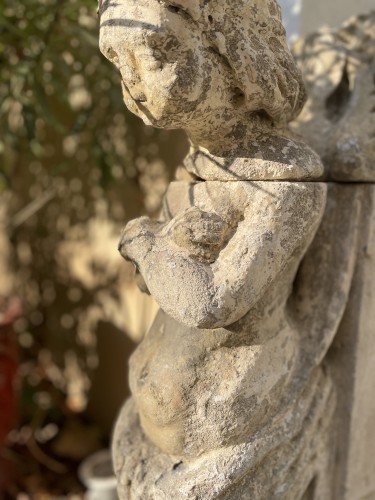 Architectural & Garden  - Important Pair Of Stone Angels - XVIth