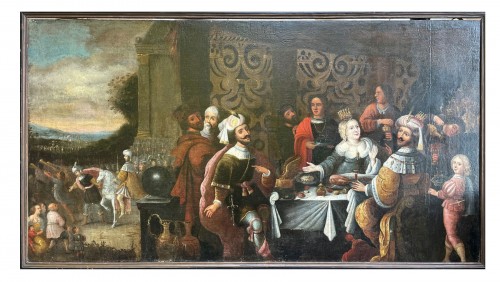 The Banquet Of Esther - Flemish school Early 17th Century