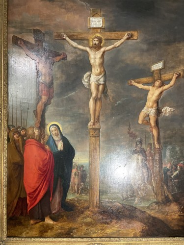 Antiquités - La Crucifixion - Ecole Flamande du 17e siècle