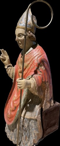 17th century Seated Bishop Saint - Religious Antiques Style 