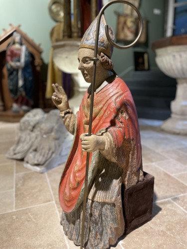 Antiquités - 17th century Seated Bishop Saint