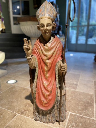 Antiquités - 17th century Seated Bishop Saint