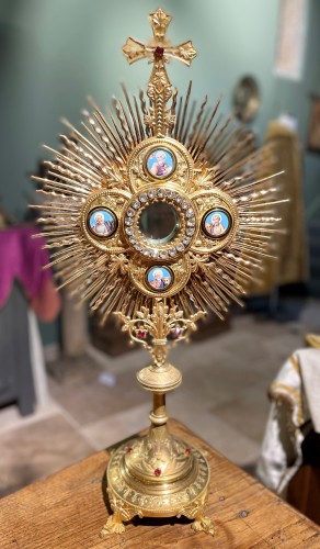 Large 19th century Monstrance To The Evangelists - Religious Antiques Style 