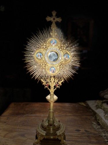 Antiquités - Large 19th century Monstrance To The Evangelists