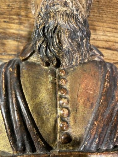 17th century - Oak Reliquary Bust Probably Of Saint Bruno From The 17th Century