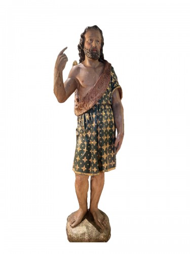 Saint Jean Baptiste, sujet en bois - XIXe