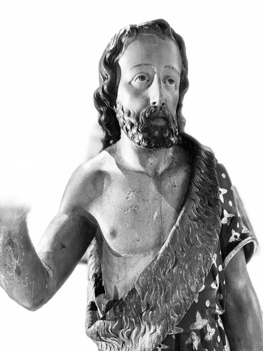 Saint John The Baptist, Wooden Subject 19th century - Religious Antiques Style 