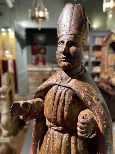 Antiquités - Holy Bishop From The 17th Century