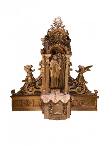 Spectaculaire retable en bois doré - XIXe