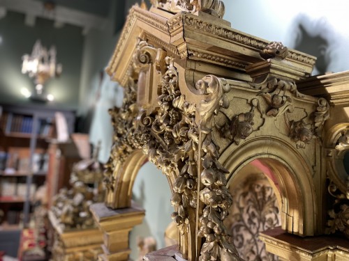 19th century - 19th century gilded wood altarpiece