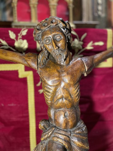 Antiquités - Representation Of Christ In Wood - 18th century
