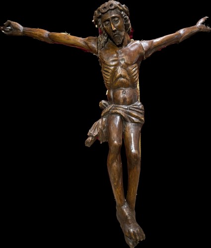 Antiquités - Representation Of Christ In Wood - 18th century