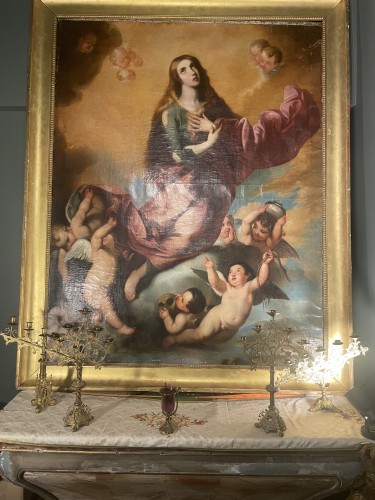 Vierge aux sept vertus - Giovanni Francesco Grimaldi dit Le Bolognèse ( 1606-1680) - Tableaux et dessins Style 