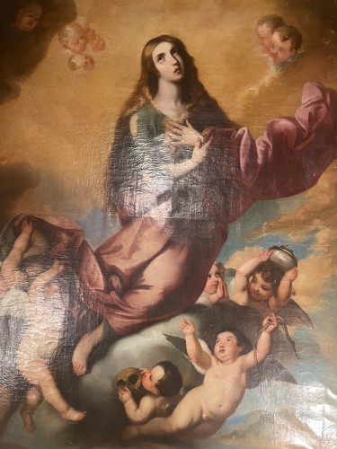 Tableaux et dessins Tableaux XVIIe siècle - Vierge aux sept vertus - Giovanni Francesco Grimaldi dit Le Bolognèse ( 1606-1680)