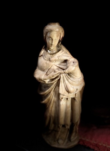 Madonna And Child In Alabaster - Italy 17th century - Religious Antiques Style 