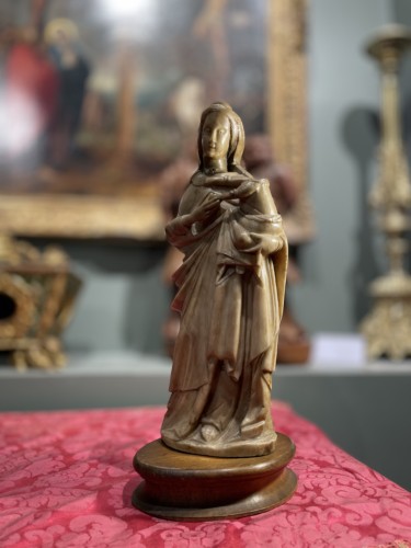 Art sacré, objets religieux  - Madone à l'Enfant en albâtre - Italie XVIIe siècle