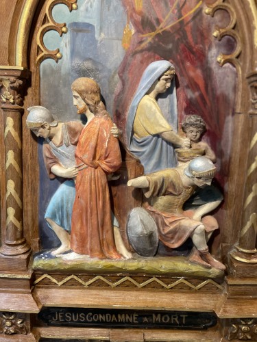 Religious Antiques  - Large Complete Stations Of The Cross - Nineteenth