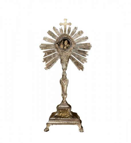 19th century Repoussé Silver Monstrance