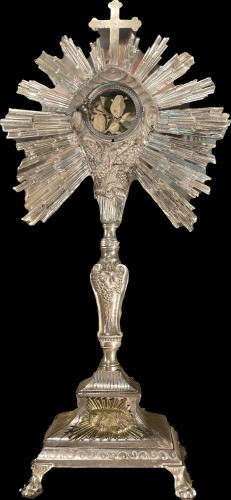 19th century Repoussé Silver Monstrance - Religious Antiques Style 