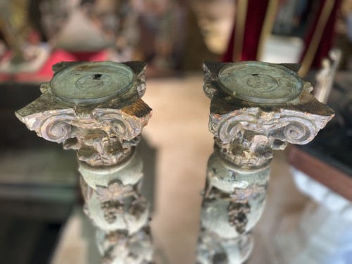 Paire de colonnes de retable - XVIIIe - Art sacré, objets religieux Style 
