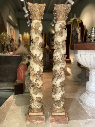 Pair Of Altarpiece Columns - 18th century - 