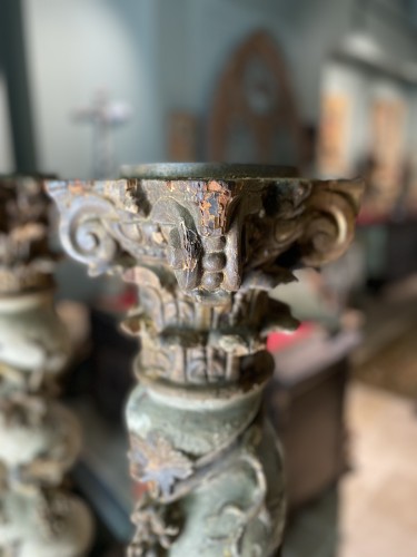 Antiquités - Paire de colonnes de retable - XVIIIe