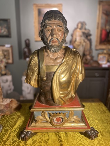 Buste reliquaire d'un saint soldat Rrmain- XVIIe - Art sacré, objets religieux Style 