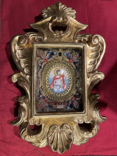  The Reed Of Saint Prosper, Reliquary Frame Circa 1800 - Religious Antiques Style 
