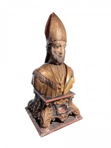 Imposing Reliquary Bust Of A Saint Bishop - Late 17th early 18th century