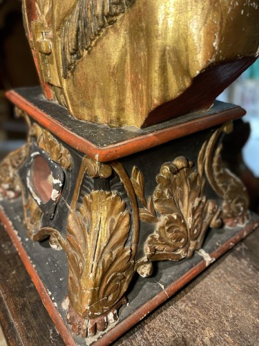 XVIIIe siècle - Imposant buste reliquaire d'un Saint Evêque fin du XVIIe, début du XVIIIe siècle