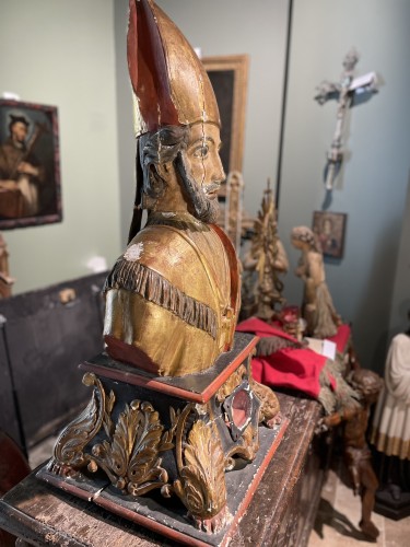  - Imposing Reliquary Bust Of A Saint Bishop - Late 17th early 18th century