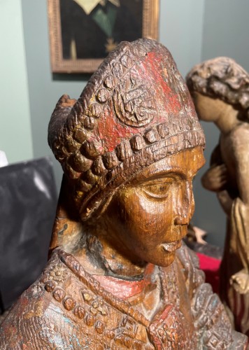 Religious Antiques  - Saint Wenceslas, 17th Century Wood Sculpture