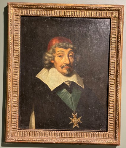 Portrait Of Cardinal Alphonse Du Plessis De Richelieu - XVIIth - Paintings & Drawings Style Louis XIII