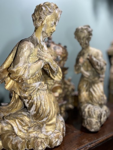 Art sacré, objets religieux  - Paire d'anges et galerie d'autel - XVIIe