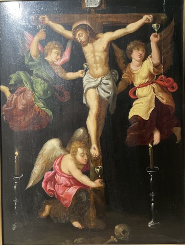 Crucifixion With Three Angels - 17th Century