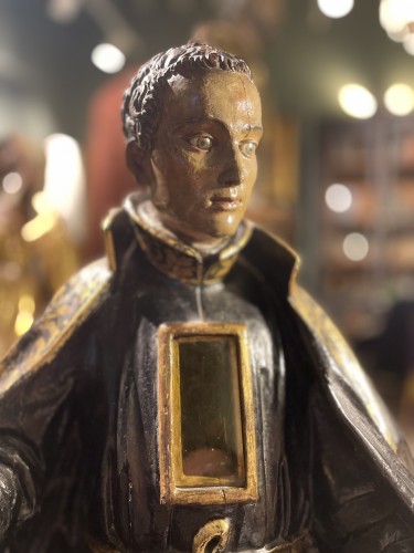 Antiquités - Large Reliquary Statue Of Saint Louis De Gonzague - 18th Century