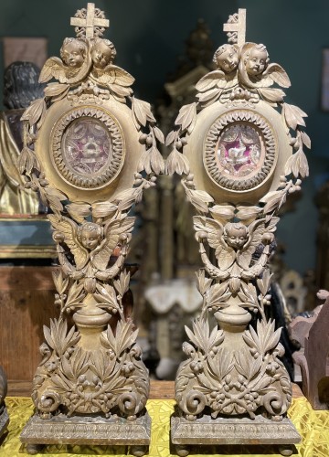 Art sacré, objets religieux  - Suite de quatre remarquables monstrances reliquaires - Ccrca 1700
