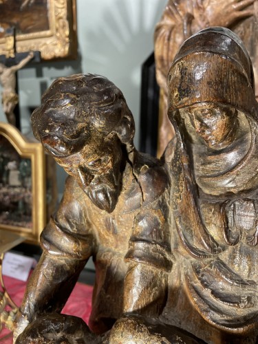 Antiquités - La Mise au Tombeau - Groupe d'un retable circa 1500