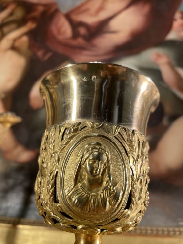 Vermeil And Gilded Brass Chalice Circa 1830 - Religious Antiques Style Restauration - Charles X