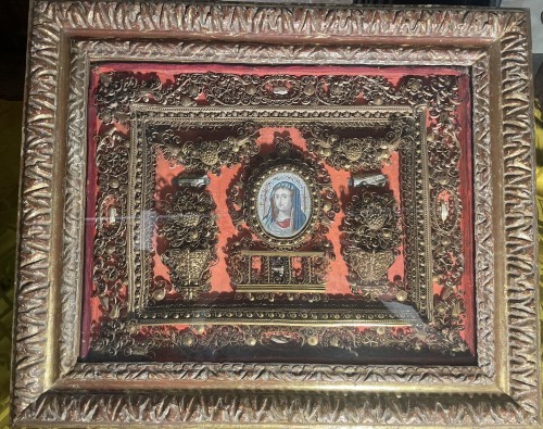 Large Reliquary Paperolles Of Saints Martyrs - Early 18th Century - Religious Antiques Style 