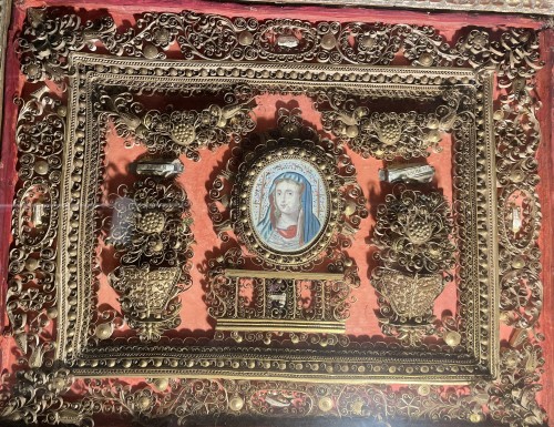 Grand reliquaire paperolles  de Saints martyrs début XVIIIe - 
