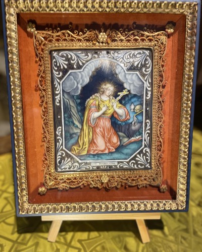 Saint Mary Magdalene - 18th Century Enamel plaque On Copper - 