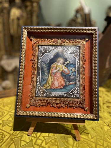  - Saint Mary Magdalene - 18th Century Enamel plaque On Copper