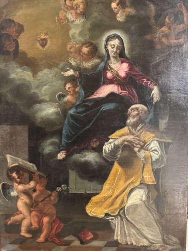 La vision de Saint Philippe Neri, Italie circa 1700 - Tableaux et dessins Style 