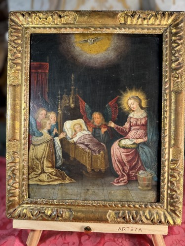 Paintings & Drawings  - The Nativity - 17th Century Flemish School 