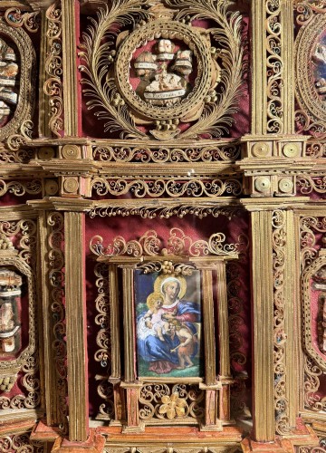 Reliquaire du XVIIIe siècle façon retable aux 21 reliques - Art sacré, objets religieux Style 