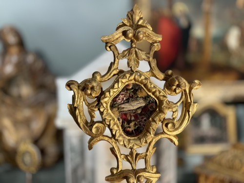 Monstrance du XVIIIe siècle  de Sainte Agathe aux fleurs - Art sacré, objets religieux Style 