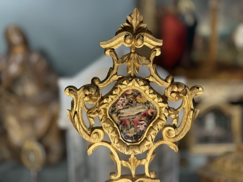 Religious Antiques  - 18th Century Monstrance Of Saint Agatha With Flowers 