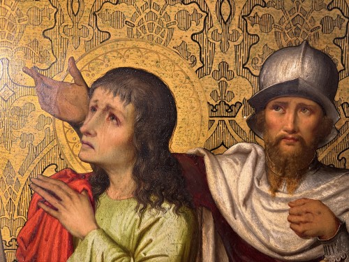 Tableaux et dessins Tableaux XIXe siècle - Crucifixion – Grande huile sur cuivre du XIXe siècle